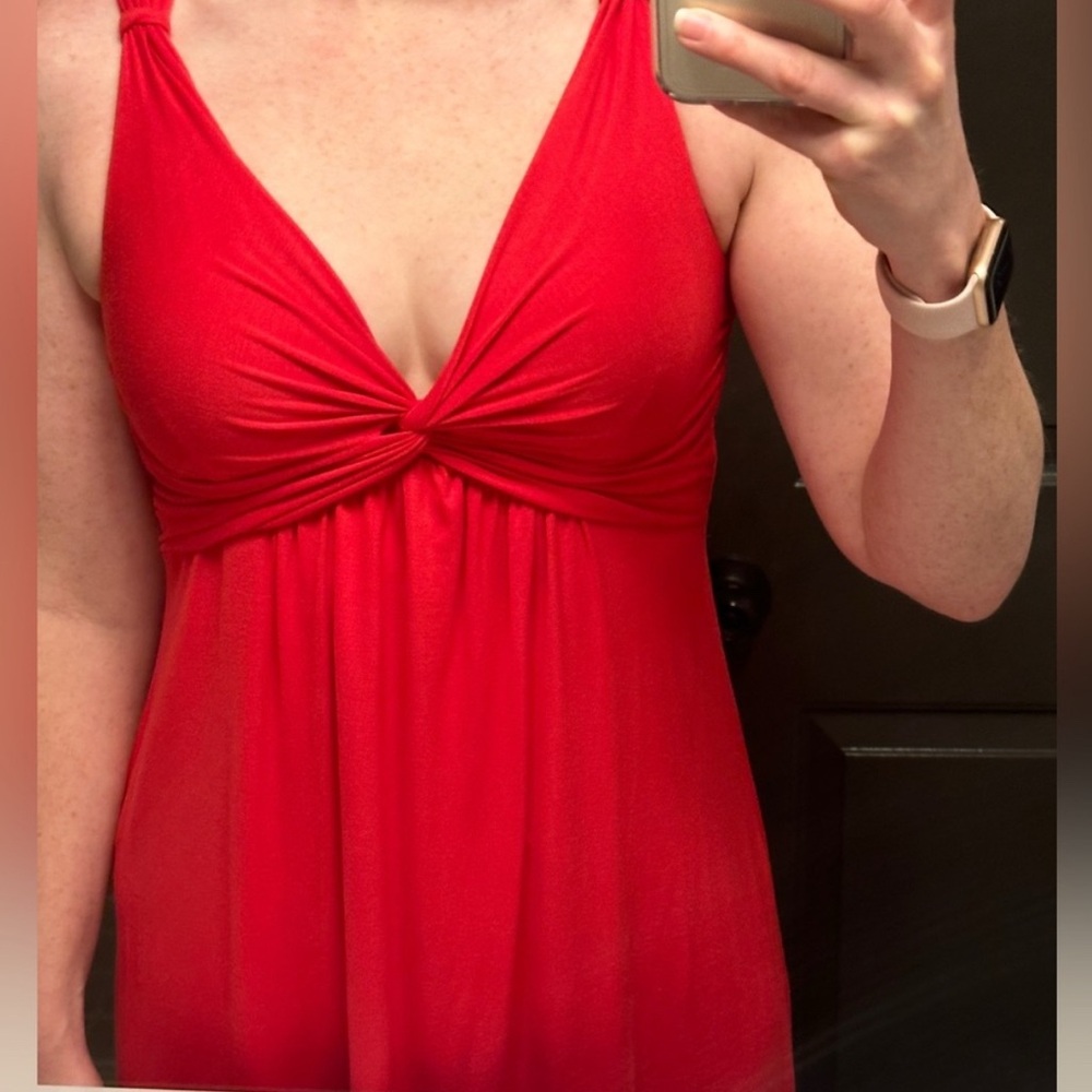 Tart | Flirty red modal blend low cut mini dress